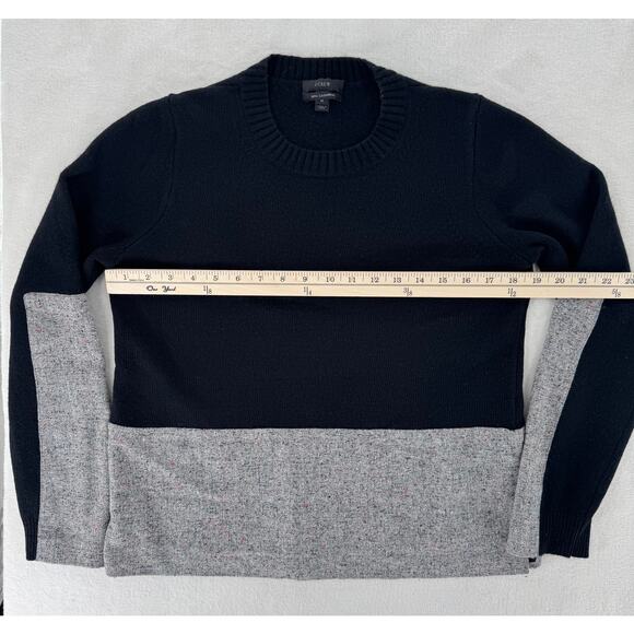 J Crew Black Wool Cashmere Blend Sweater Gray Mix Media Patch M - Picture 7 of 9